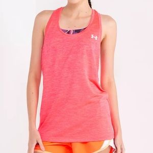 Under Armour Woman's Heathered Coral UA Velocity Twist Tank Top
